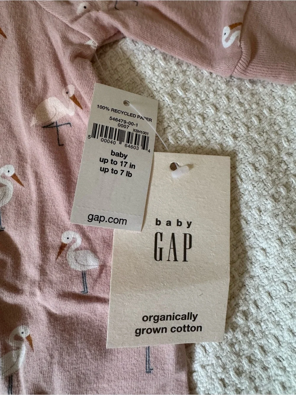 GAP Organic Cotton Baby Pink Flamingo One-Piece Footed Zipper Sleeper
